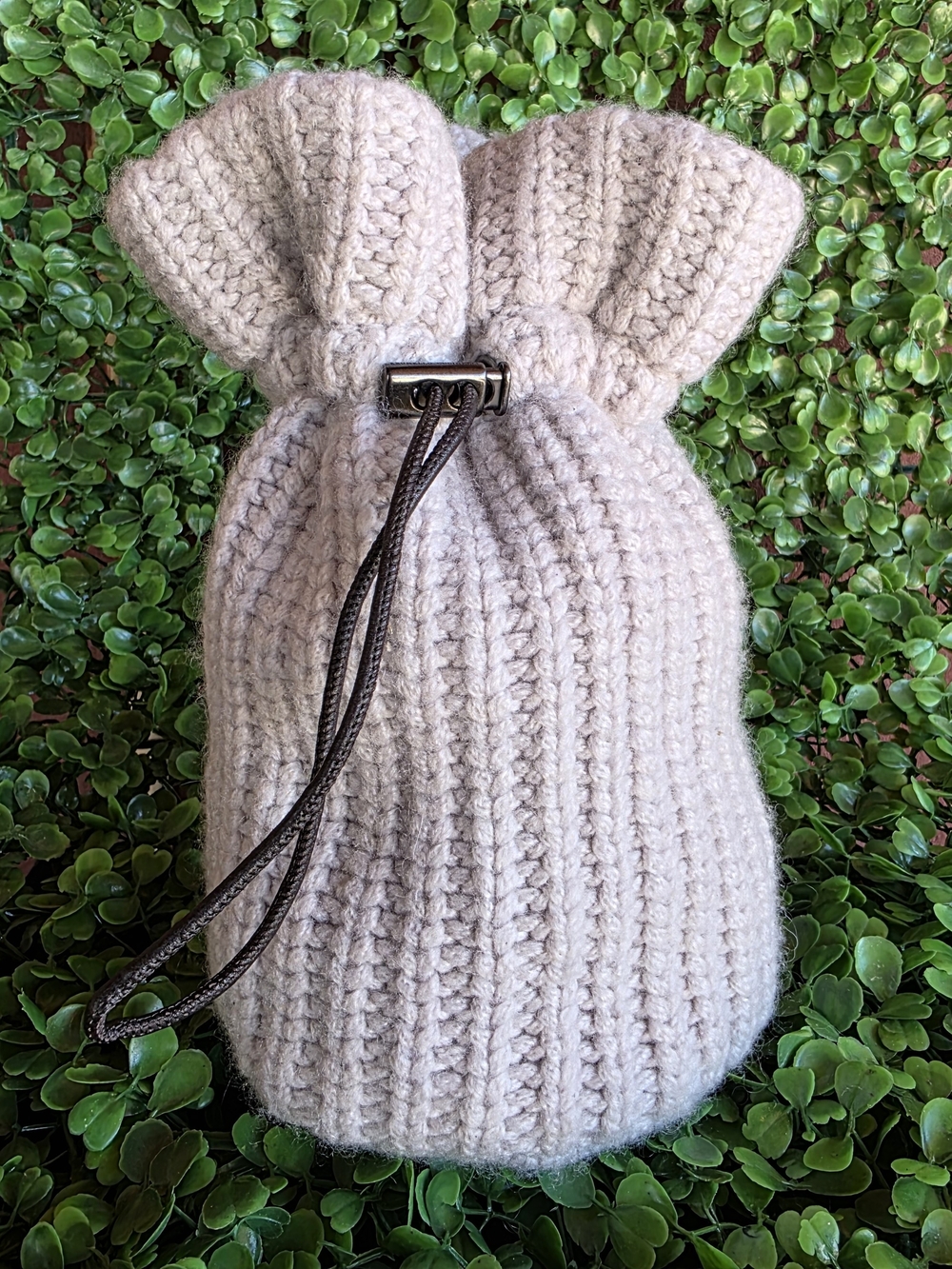 Brunello Cucinelli 100% Cashmere Rib-Knit Drawstring Pouch Bag - NWT